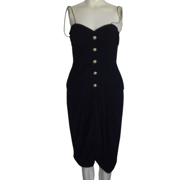 ST.GILLIAN Silk Dress, 6, Navy, Tiered Bodice, Layered Skirt. Spaghetti straps - Picture 13 of 15
